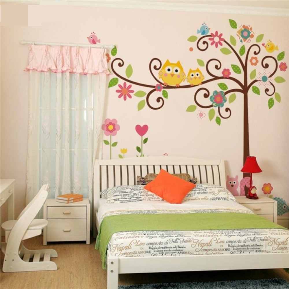 Girls Nursery Wall Decals, Owls and Tree Stickers